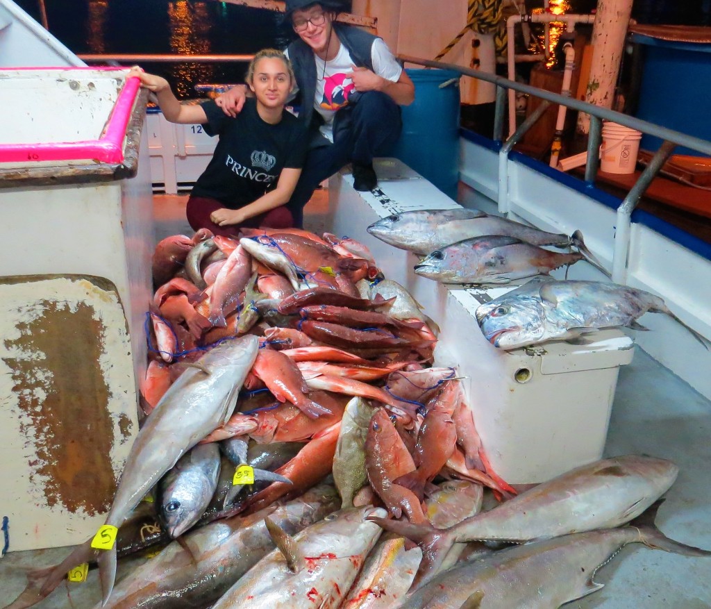 Yesenia and Brian Babcock from Lakeland posing with the latest 39 hour catch at Hubbard's Marina