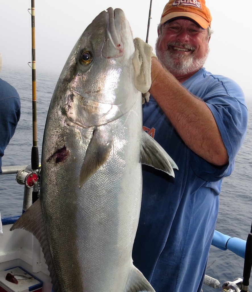 John Martin from Hawthorne florida showing off a beast Amberjack from the 39 hour long range deep sea fishing trip at Hubbard's Marina