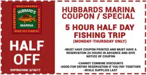 Hubbard's Marina 5-hr Trip Coupon