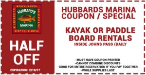 Hubbard's Marina Kayak/Paddleboard Rental Coupon